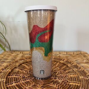 Starbucks Holiday Sand Flow Glitter Cold Cup Tumbler Venti 24 oz No Straw